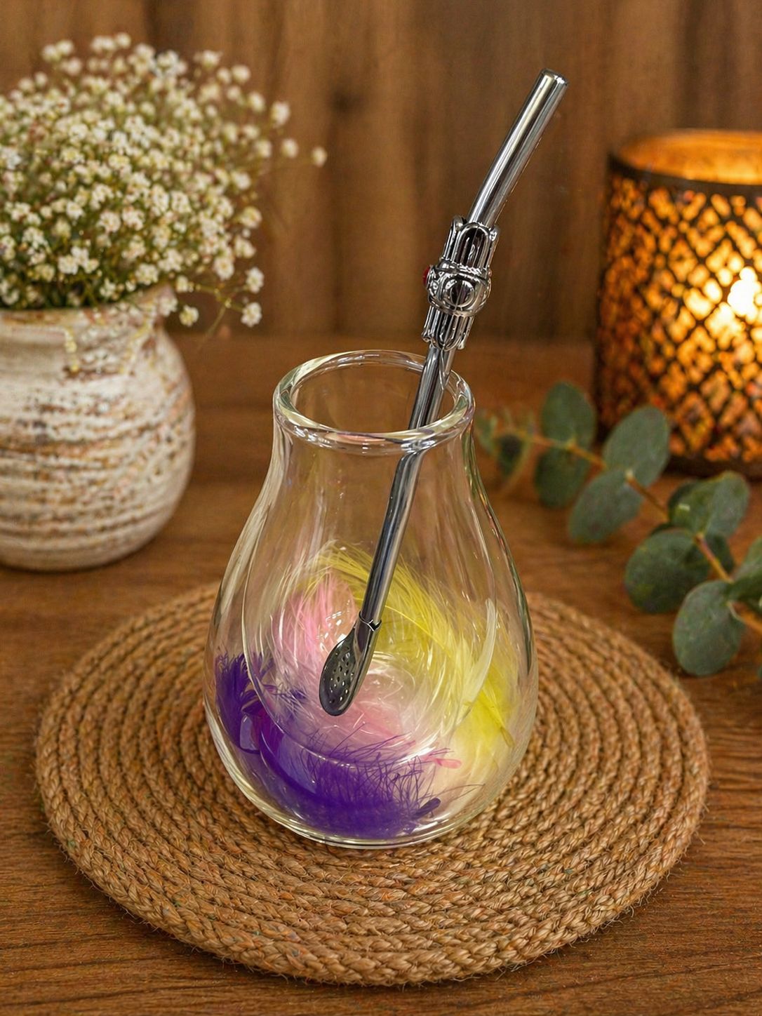 كاسة متة زجاج دبل ياسمين