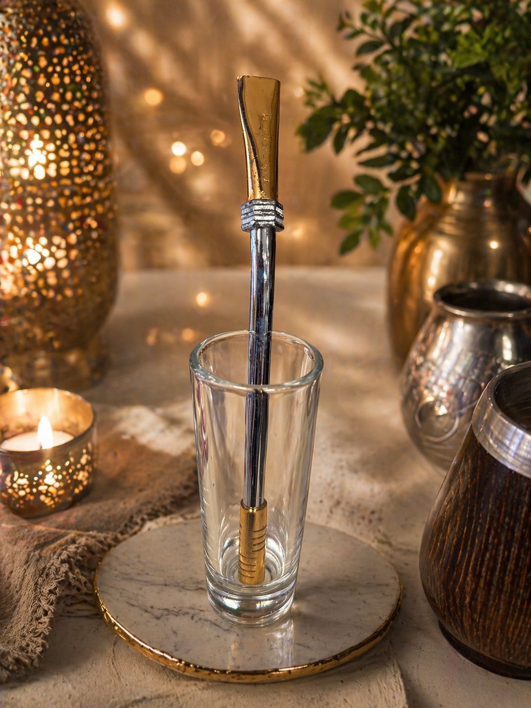 مصاصة متة كبيرة فاخرة مقاومة للصدأ ( 18 cm )